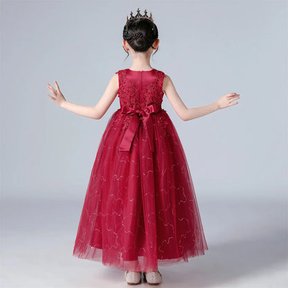 Kids Dresses For Girls Lace Dress Gown Princess Clothes Children Formal Evening Party Flower Girls Wedding Vestidois