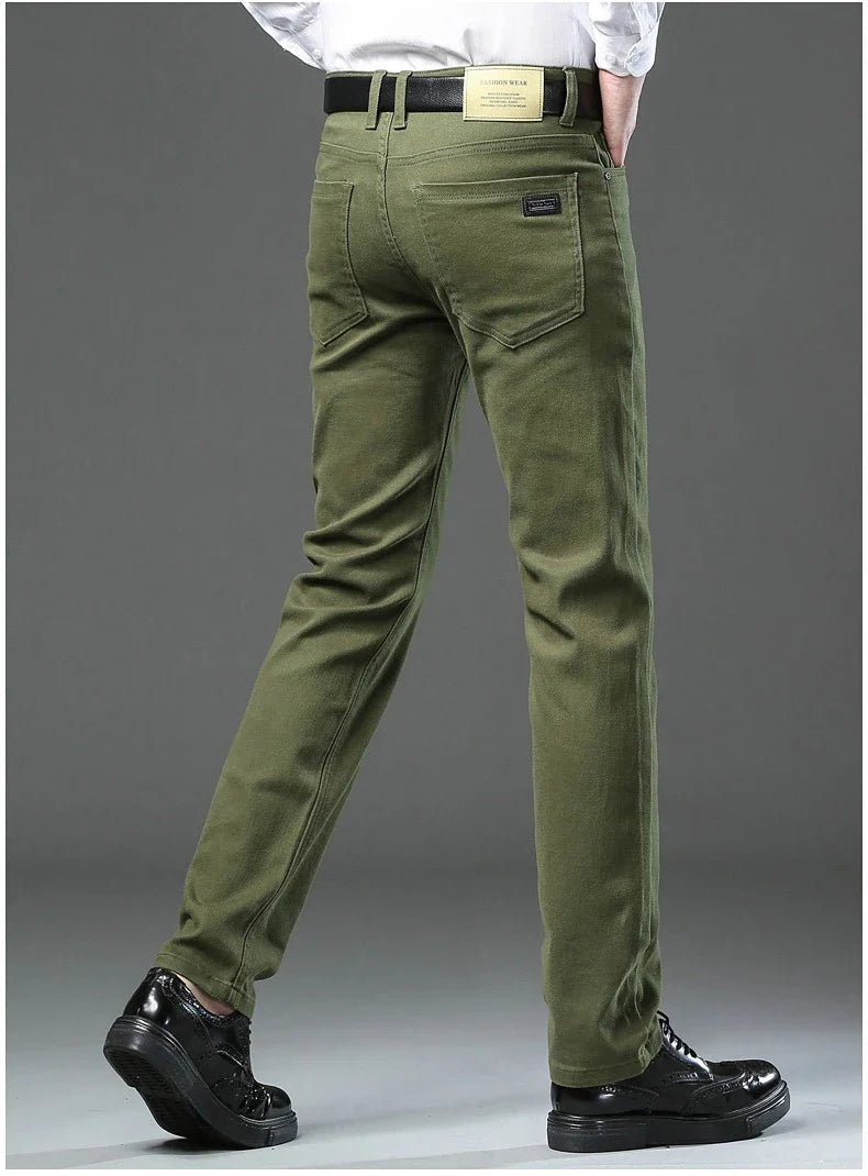 Men's New 92% Cotton Spring Autumn Jeans Stretch Straight Fashion Business Office Trousers Male Casual Plus Size Denim Pants