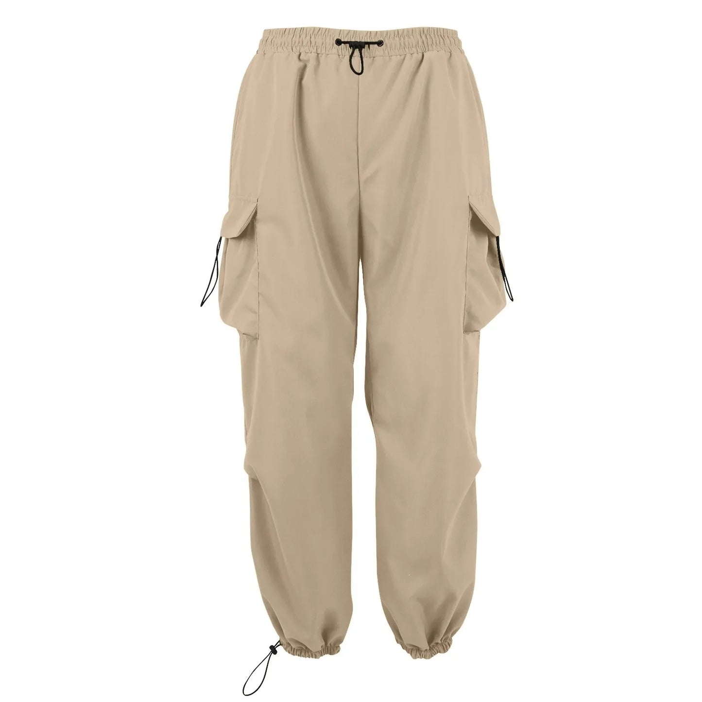 Cool Streetwear Versatile Quicky Drying Wide Leg Low Waist Drawstring Cargo Trousers Fashion Daily Casual Pockets Pants For Male