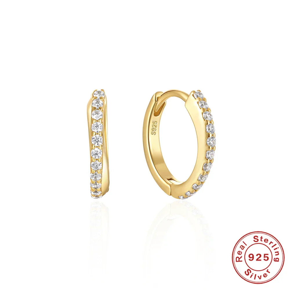 Ins Star Anise 925 Sterling Silver  Earring For Women Hoop Earrings Crystal Fine Jewelry Glossy 18K Gold Mom Gift Trend