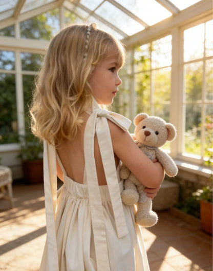 Girls Backless French Style Princess Dress 2026 Russian Girls Spring and Summer Long Sleeveless Dress