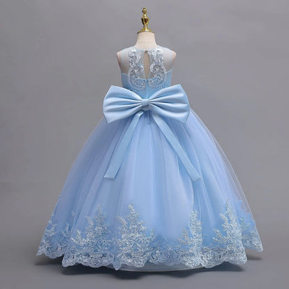 4-12 years old gorgeous girl dress sheer elegant girl birthday party princess dress long carnival evening dress summer clothing
