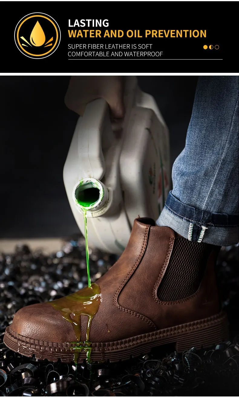 Men Women  Lerther Work Boots Indestructible Safety Shoes Steel Toe Puncture-Proof Work Sneakers Male Work Shoes
