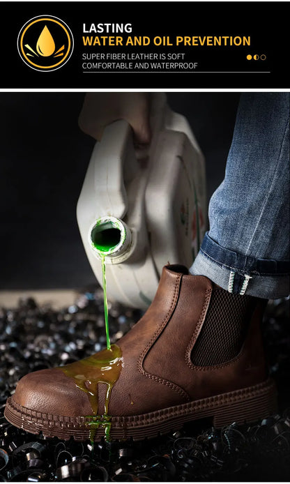 Men Women  Lerther Work Boots Indestructible Safety Shoes Steel Toe Puncture-Proof Work Sneakers Male Work Shoes