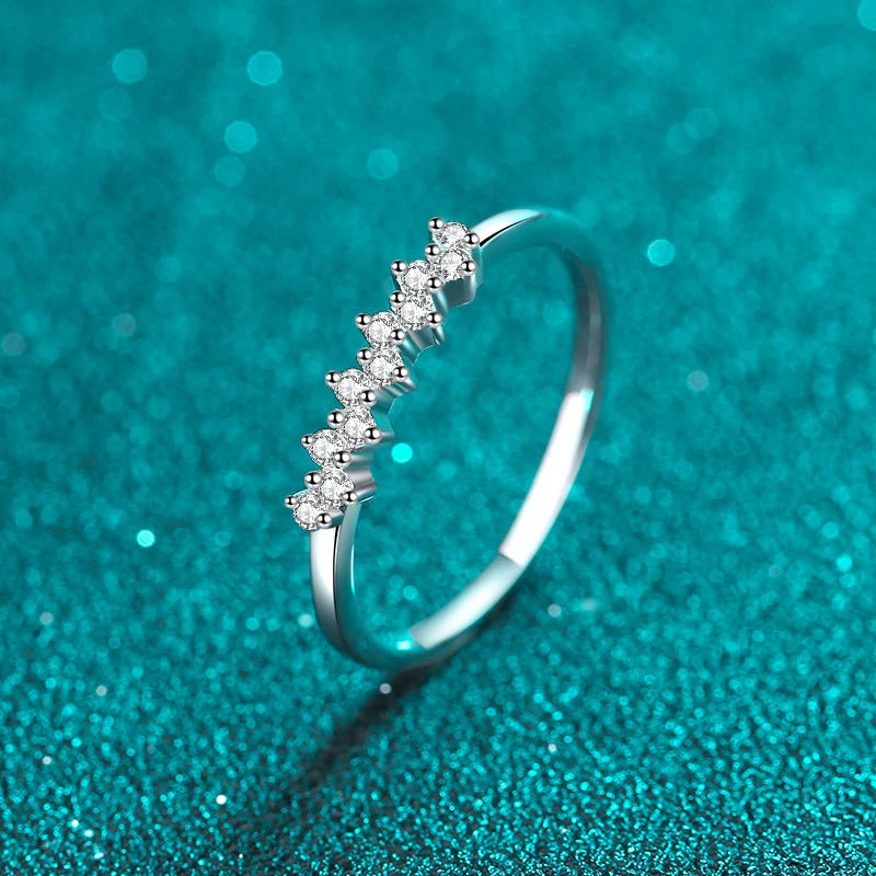 Full 1.5mm D Moissanite Rings for Women 925 Sterling Silver Lab Diamond Wedding Ring Stackable Ring Band Gemstone