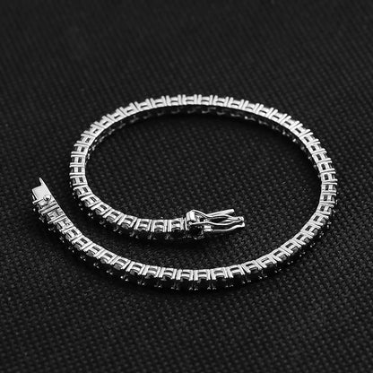 Black Moissanite Tennis Bracelet 925 Sterling Silver Plated 18k White Gold Bracelet for Women Man Hip Hop Party Jewelry
