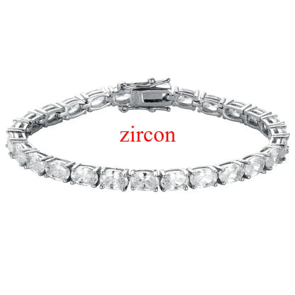 0.3-1.5CT Oval Cut Moissanite Hip-hop Tennis Bracelets for Women Men Lab Diamond Wedding Party 100% S925 Silver Chain
