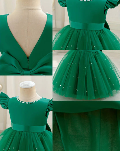 Children's dress Princess dress Western style children's wear new dress female fluffy skirt beading design Princess dress party