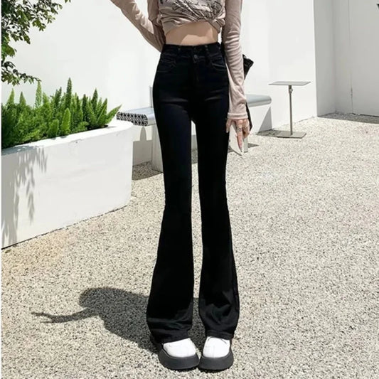 Women Classic Thin Straight Leg Denim Trousers