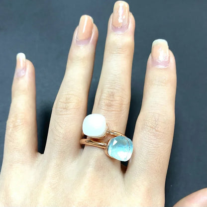 2Pcs/Set Fashion Stacked Candy Ring Women Mix Color Crystal Jewelry 30 Colors Trendy Gift for Valentine's Day