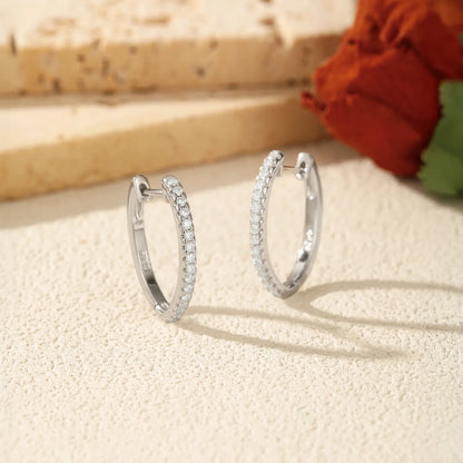 D Color Moissanite 925 Sterling Silver Geometric Stackable Fashion Thin Hoop Earring For Women Dating Fine Jewelry