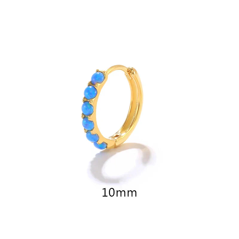 6/8/10mm Size Opal Round Hoop Earrings For Women 925 Sterling Silver Circle Earrings Jewelry Bohemia Pendiente Plata 1piece