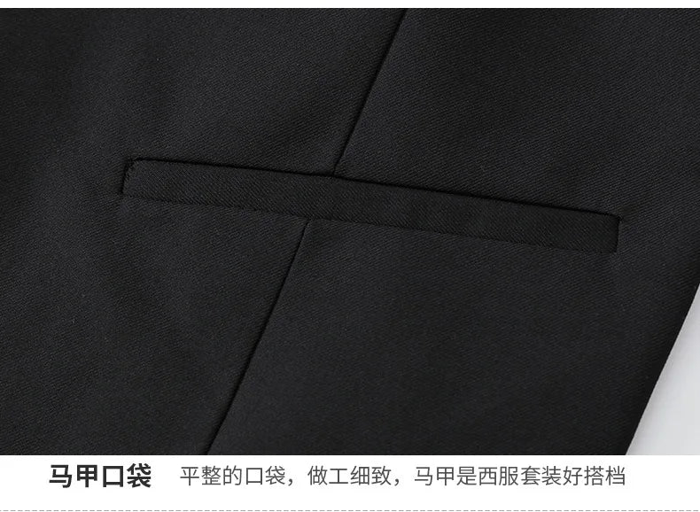 S-7XL Suit (Blazer+vest+pants) Business Dinner Gentleman Slim Gentleman Men British Style Dress Best Man Solid Color Group Suit