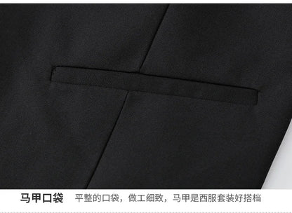 S-7XL Suit (Blazer+vest+pants) Business Dinner Gentleman Slim Gentleman Men British Style Dress Best Man Solid Color Group Suit