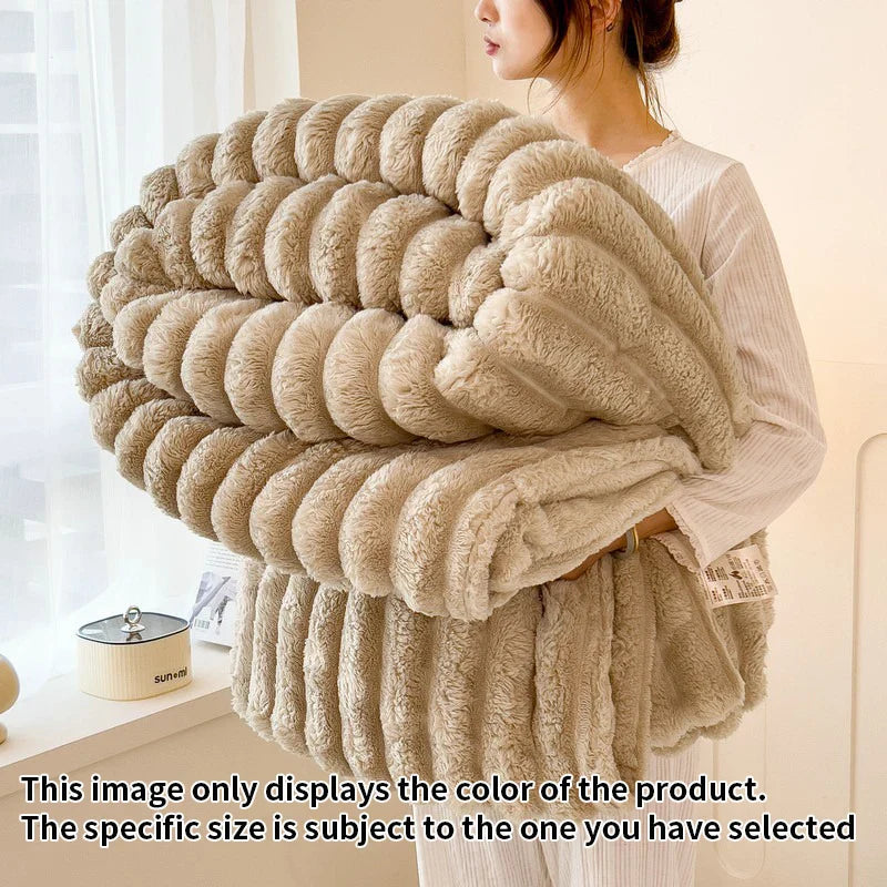 Light luxury Multifunctional Solid Color Rabbit Velvet Blanket Winter Thick Warm Flannel Used For Bedroom Living Room Blanket