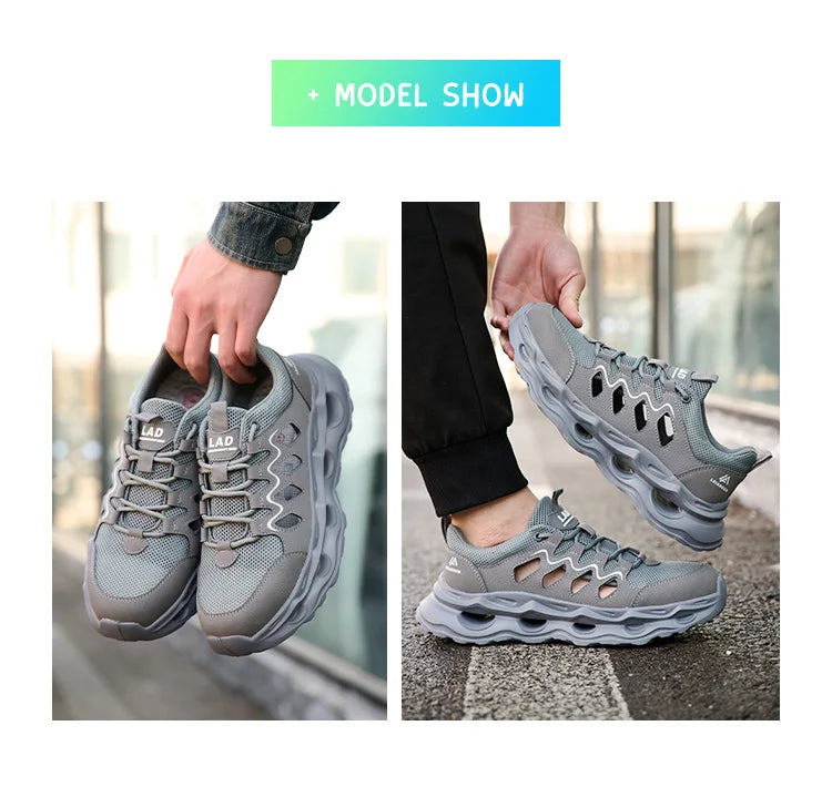 Men's Summer Breathable Safety Shoes Anti-smash Puncture-Proof Work Sneakers Fashion Footwear Comfortable Work Boots