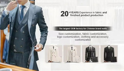 The latest men's solid color suit two-piece set with lapel collar and double breasted buttons for four seasons, men's business s
