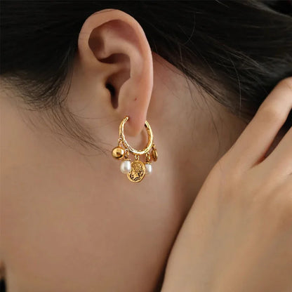 New 925 Sterling Silver Hoop Earrings Pearl Droplet Irregular Vintage Punk For Women Girl Gift Jewelry Dropshipping Wholesale
