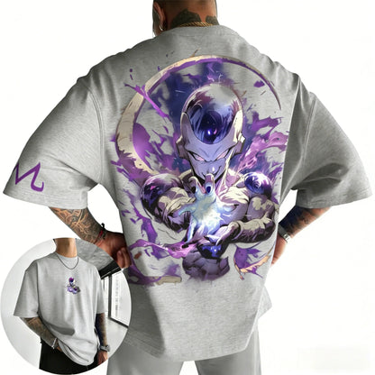 Anime Cotton T-shirt Summer New Frieza Printed Men's and Women's Trendy Versatile Loose Casual Short Sleeve Top