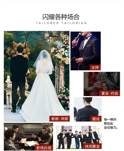 The New Store Offers Discounted Prices  Casual Formal Business Men's Fashionable Gentleman Solid Color All-season Fitted Suit