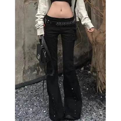 Women Black Gothic Baggy Jeans Harajuku Oversize Denim Trousers Japanese 2000s Style Y2k Vintage Jean Pants Trashy Clothes 2025