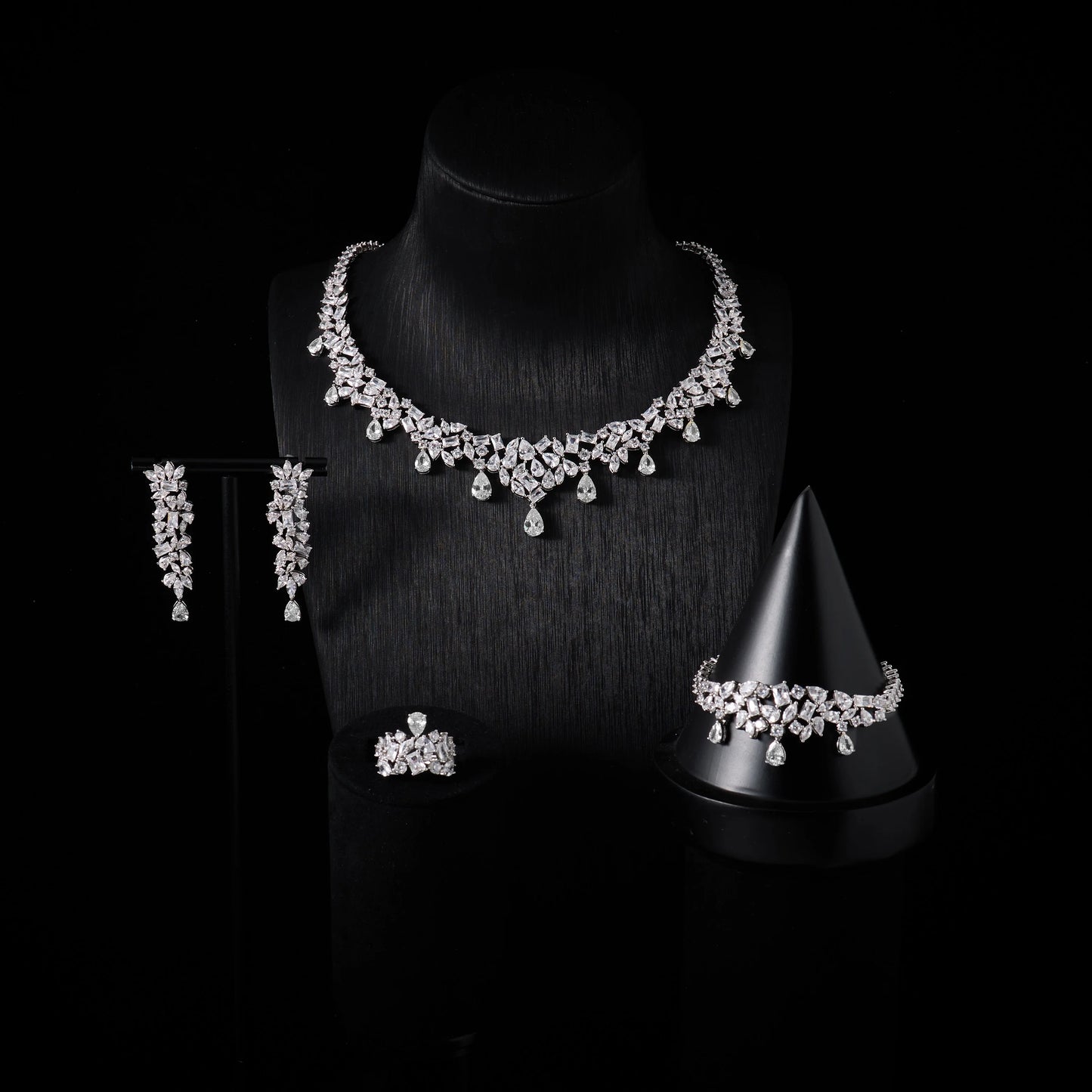 00073 Bridal Cubic Zirconia Necklace Set for Women Dubai Jewelry Sets  Wedding Jewelry Wedding & Engagement Accessories