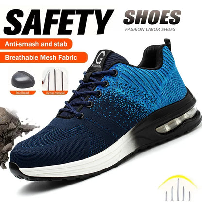Air Cushion Safety Shoes Men Steel Toe Security Protection Shoes Puncture-Proof Sport Work Shoes Boots Construction Shoes