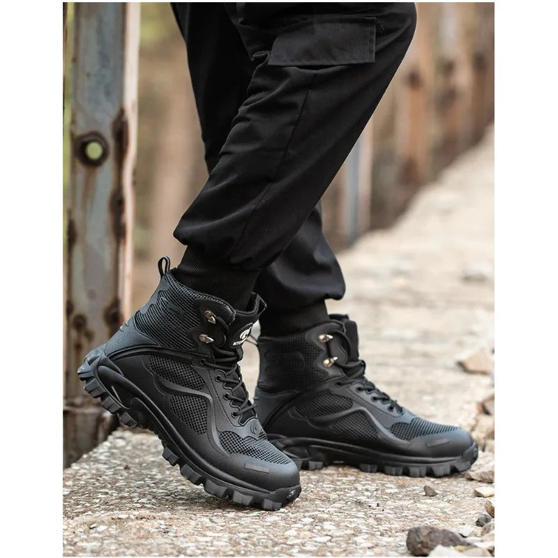 High Top Safety Shoes with Steel Toe Caps Anti-Smashing & Anti-Piercing Wear-Resistant Anti-Slip Labor Protection Footwear