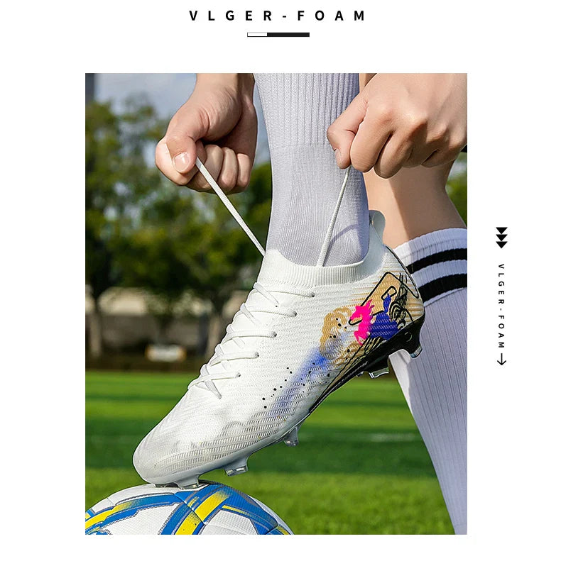 New Men Football Boots Cleats Training Shoes Soccer Shoes Non-Slip Match Ultralight Soccer FG Long Spikes Outdoor Drop Shipping