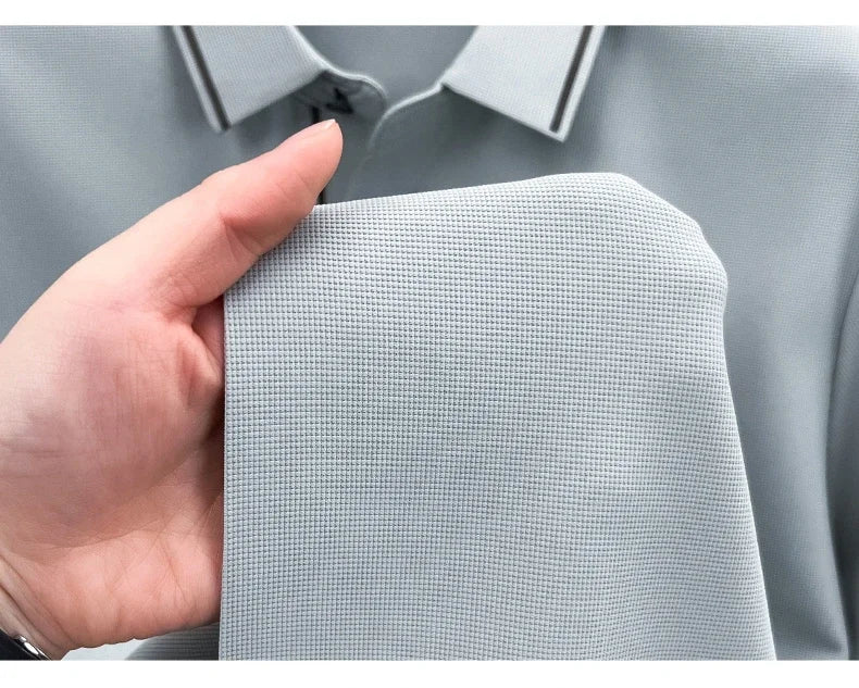 Light luxury brand letter emboss short sleeve T-shirt summer popular men polo shirt comfort silky breathable business casual top