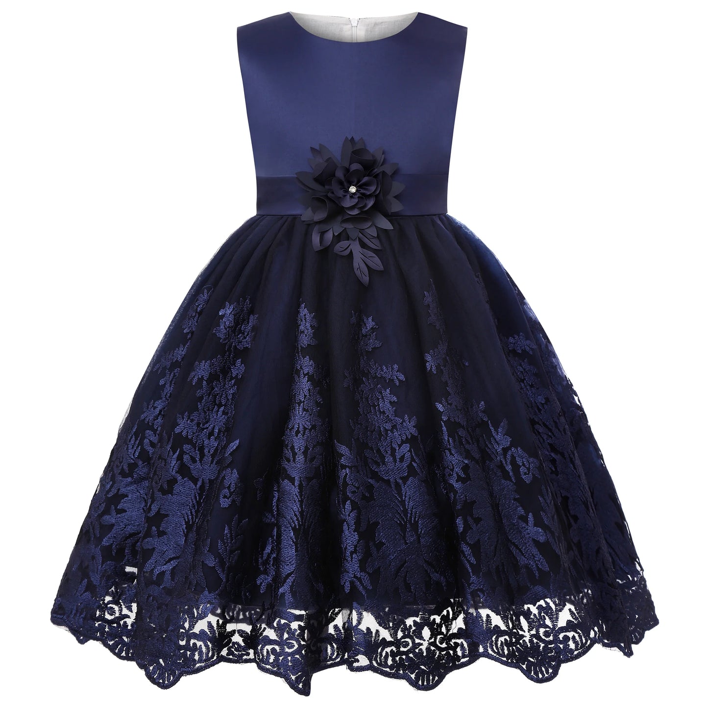 Europe and the United States cross-border new sleeveless undershirt embroidered princess dress girls flowers mesh dress flower