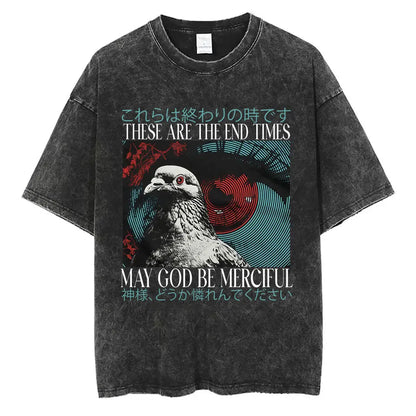 I Do Not Think Therefore I Do Not Am T-shirt Funny Japanese Style Opossum Vintage Washed T Shirt Unisex Fashion Humor T-shirts