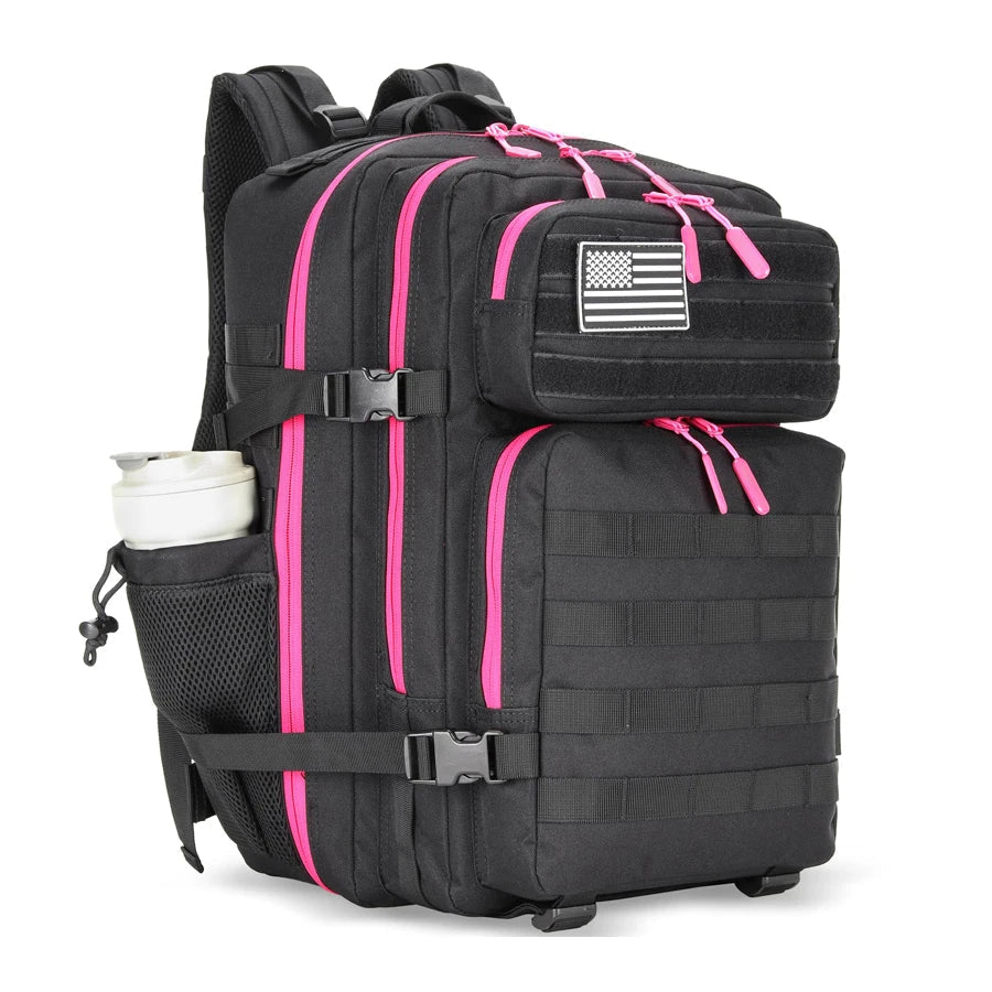 45L Tactical Backpack for Men and Women Large Athlete Gym Bag Outdoor Sports Hiking Survival Rucksack with Bottle Holder