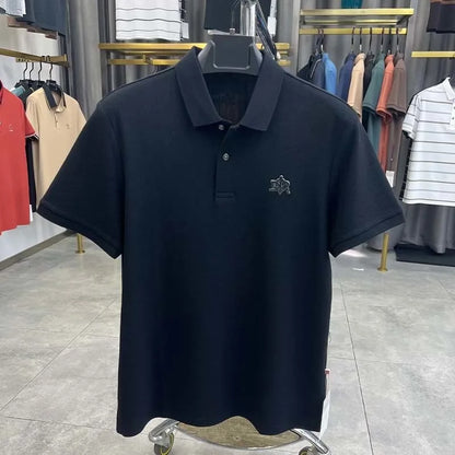 High end 100% cotton short sleeve T-shirt men's lapel top 2024 summer new designer brand embroidery fashion casual polo shirt