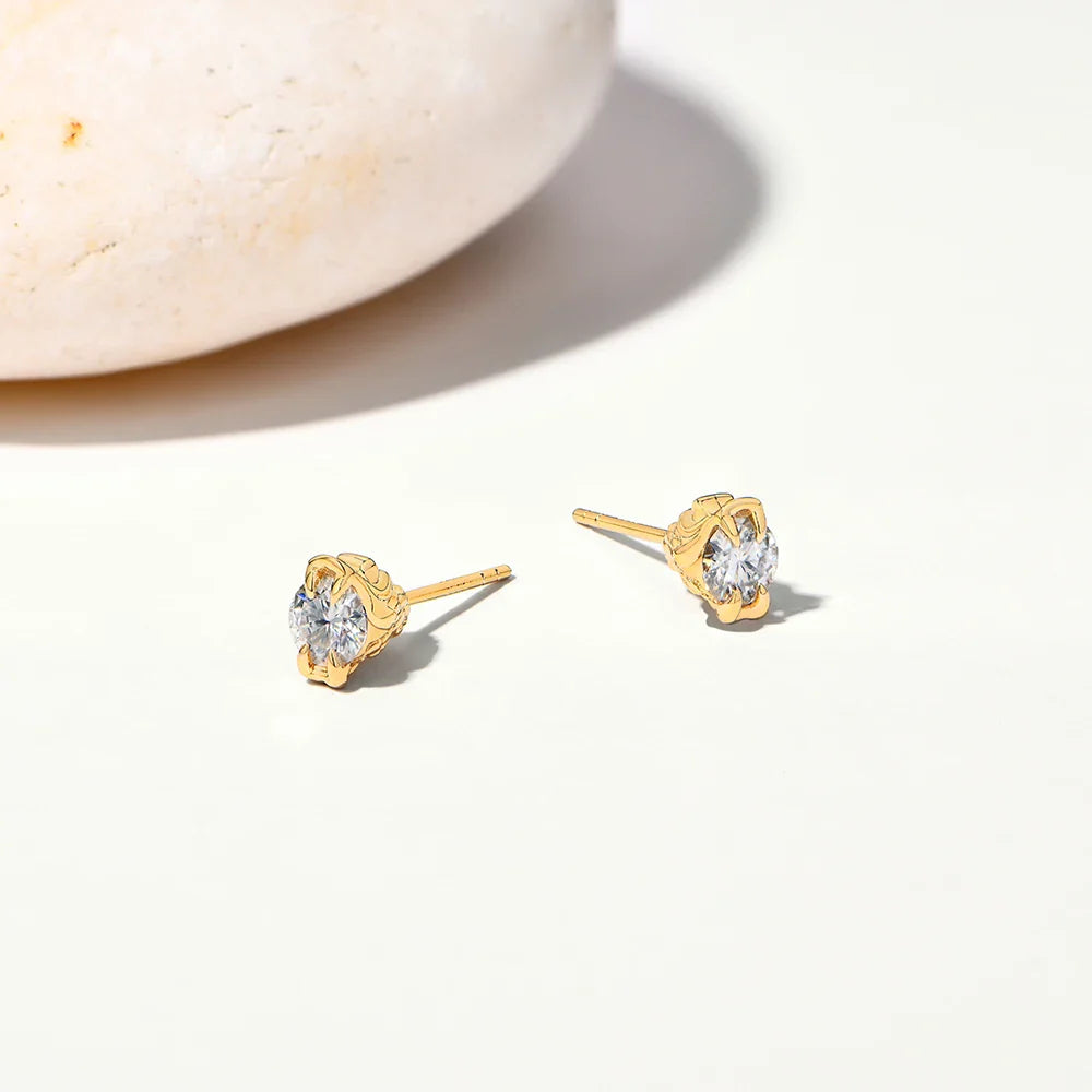Round Cut 0.5CT Moissanite Stud Earrings 925 Sterling Silver 18K Gold Plated ForWomen Girl Sparkling Engagement Jewelry