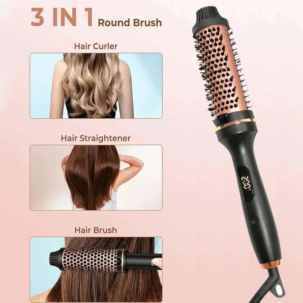 Thermal Brush Styling Comb Electric Fast Heating Anti Scald 3 in 1 Straightener Heated Brush Professional Hair Styling Brush