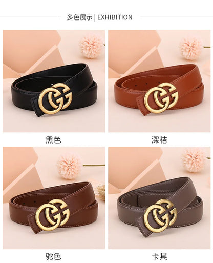 Ladies genuine leather belt, versatile decoration for business and casual wear, simple and fashionable, with a high-end feel.