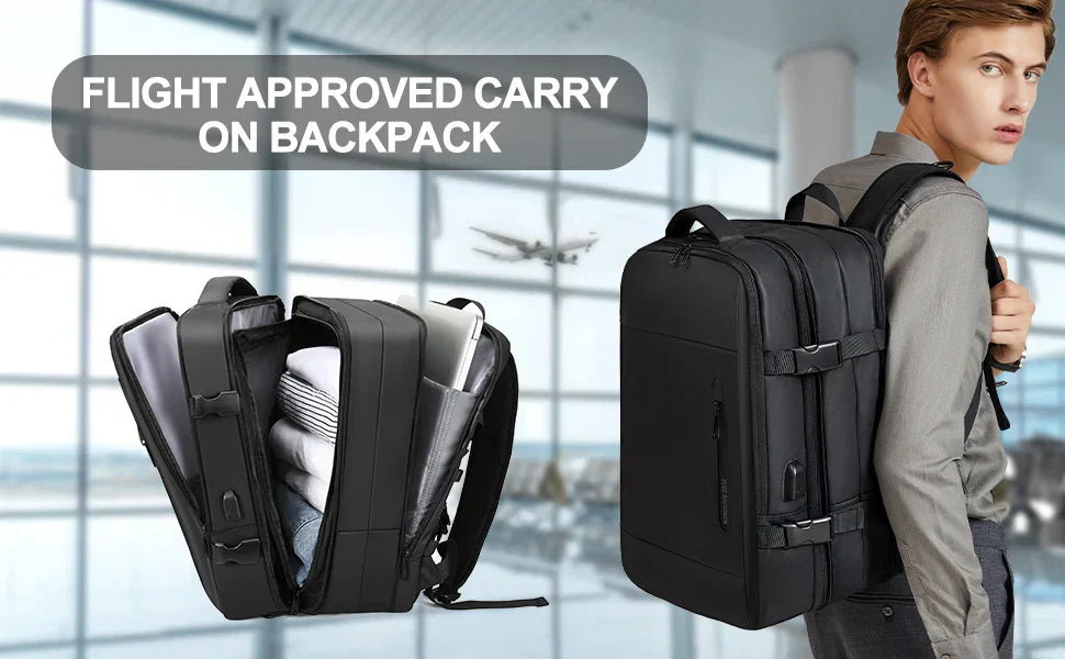 Men Backpack Business Travel Backpack Carry on Waterproof Expandable Backpacks Large Capacity Weekend Traveler Laptop Bag
