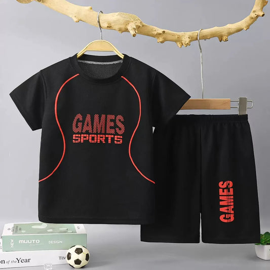 1Set Children's Quick-drying Sports Suit Boys Girls Running Tee Kid Casual Short Sleeves And Shorts Breathable Basketball Sets