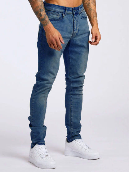 1pc men's elastic daily travel American street, regular banana pants jeans