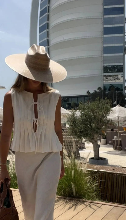 White Bandage Ribbed Tank Top Shirts For Women Hollow Out Sleeveless Slim Summer Fashion Vest Women's Lace-Up Vest Y2k Top
