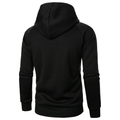 Autumn winter men's solid color hooded top Long sleeve side zipper design hoodie