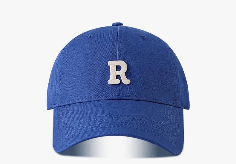 Large Head Circumference Baseball Cap Men's and Women's Dome Hat Soft Top Cap 60/65cm Sun Protection  Letter R Hat Adult Caps