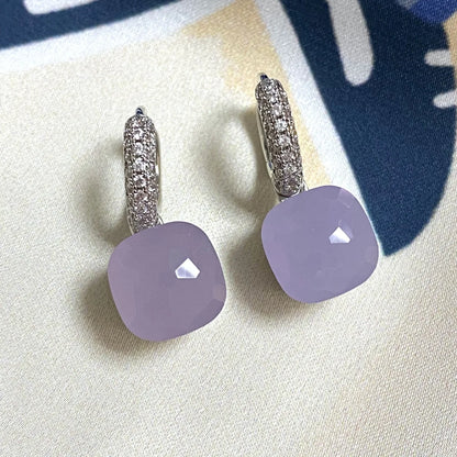 Classic Candy Color Earrings Inlay Transparent Zircon 27Colors Crystal Earrings Platinum Plated Fashion Jewelry For Women