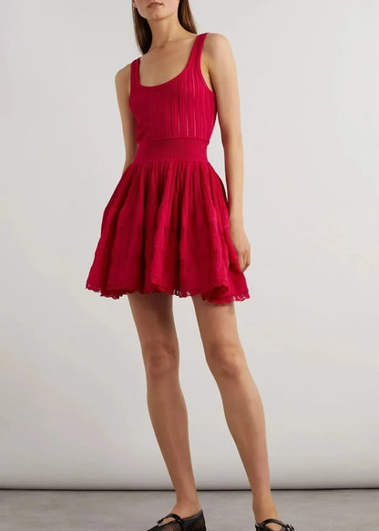 Six Colors High-end 2024New Short Dress Women's Summer French Style Exquisite Design Sense Niche Sleeveless Vest Stitching Dress