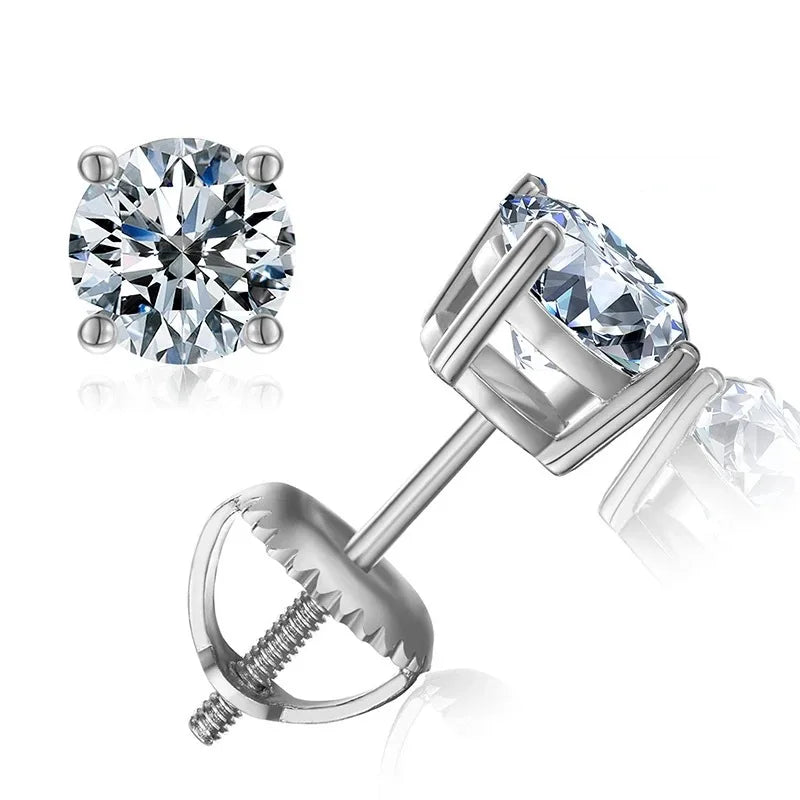 Green Moissanite Diamond Stud EarringCertified S925 Sterling Silver Plated 18k White Gold Screw Back Earrings for Women Man