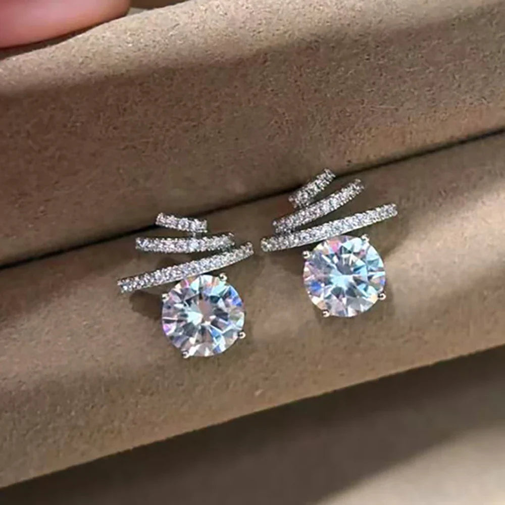 8mm/2carat Real Moissanite Stud Earrings for Women D Color VVS1 Sparkling Diamond with GRA Certificates S925 Silver Earrings