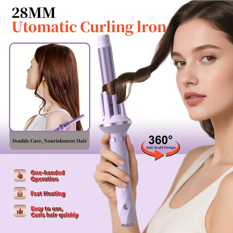 Hair Curler 28/32mm Automatic Hair Curler Large Wave Curling Iron Tongs Temperature Adjustable Anion Fast Heating Styling Curler