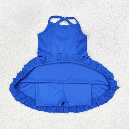 Summer Baby Girl Bows Skorts Toddler Infant Knee Length Dress Kids Children Sleeveless Yoga One Piece Strap Clothes