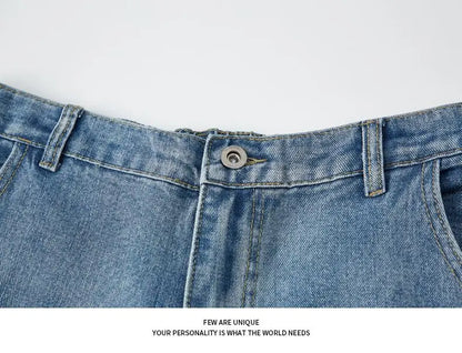 Retro Denim Pants Men's Jeans Loose Straight Casual Trousers Vintage Jeans Y2k Clothes Men's Pants Baggy Jeans Man  Four Seasons